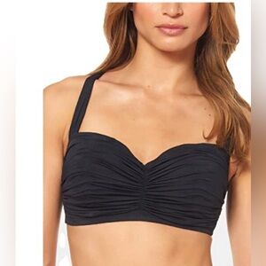 Bleu Rod Beattie Kore Shirred Bandeau bikini swim Top in Black bra size 40D